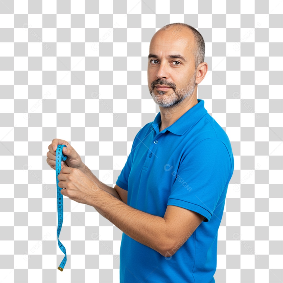 Homem com Camisa Azul em Conscientização de Novembro Azul PNG Transparente