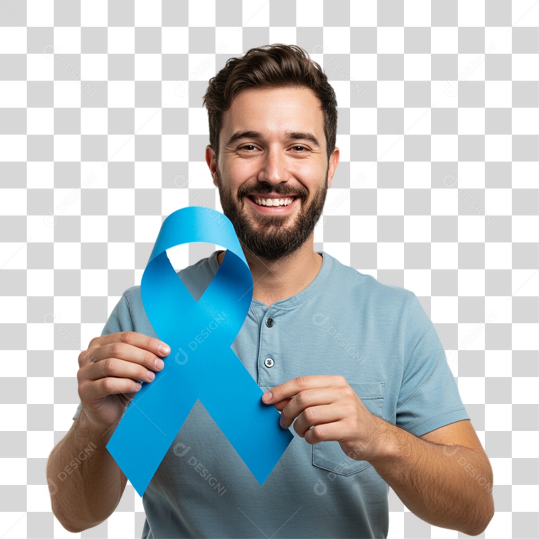 Homem com Laço Azul em Conscientização de Novembro Azul PNG Transparente