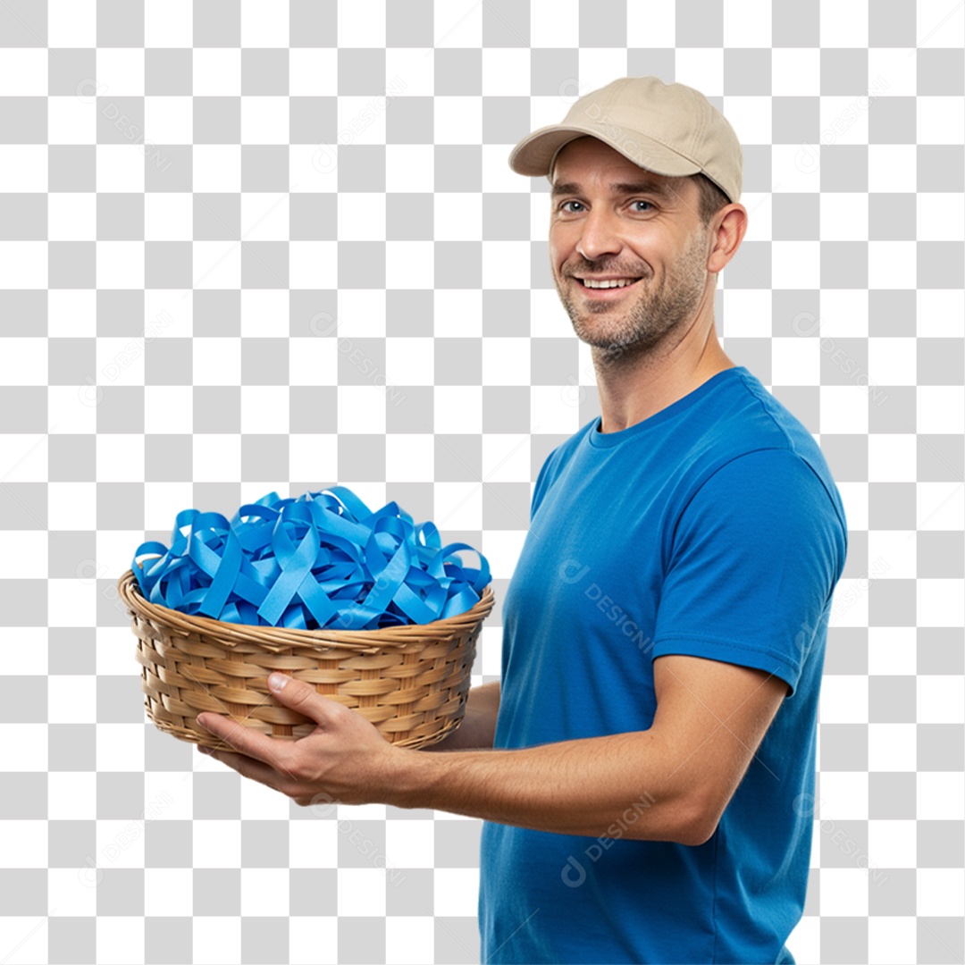 Homem com Laço Azul em Conscientização de Novembro Azul PNG Transparente