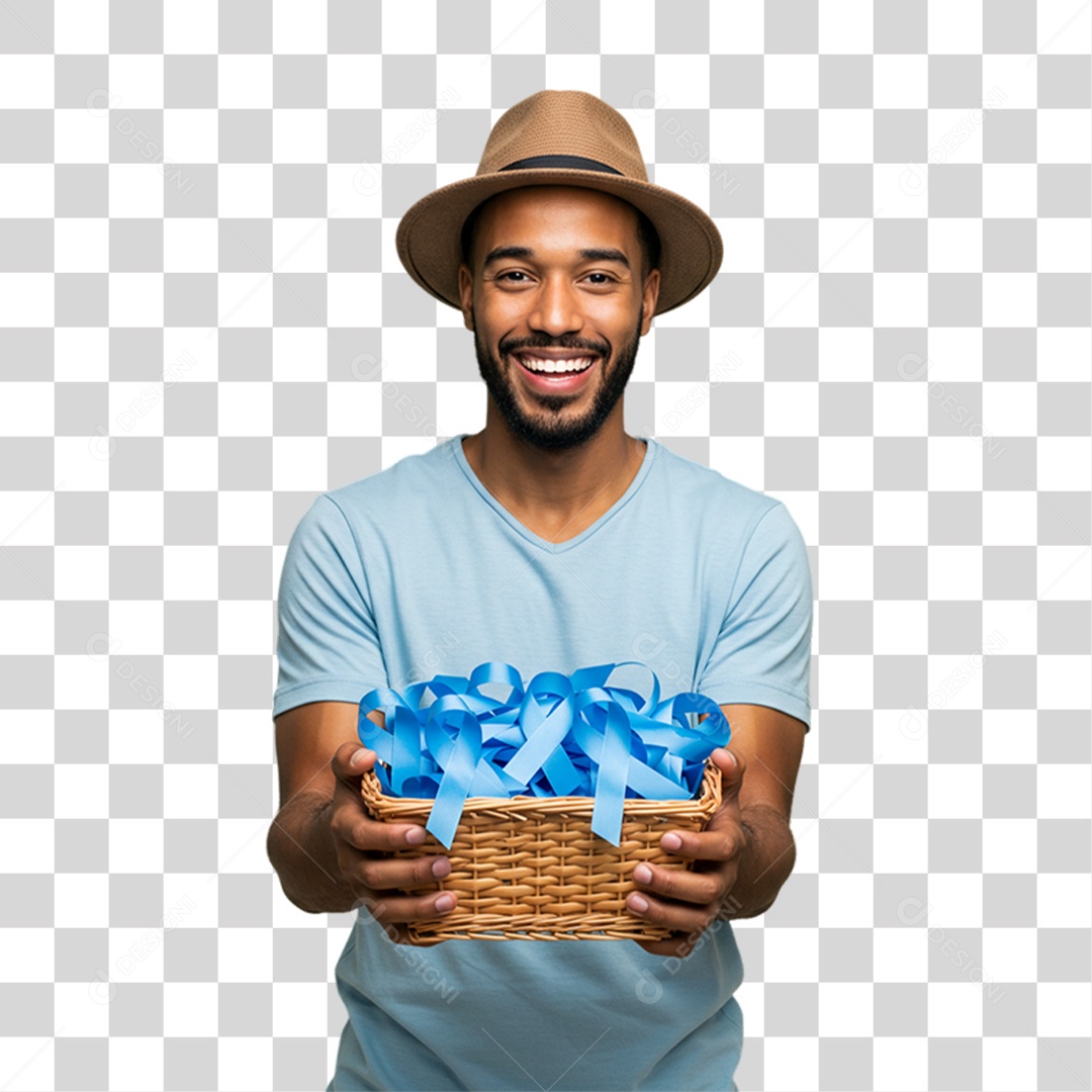 Homem com Laço Azul em Conscientização de Novembro Azul PNG Transparente