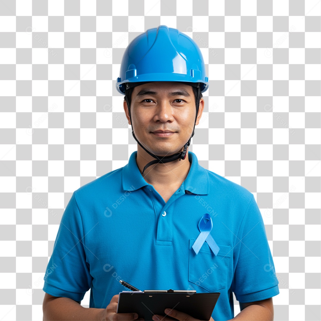 Homem com Laço Azul em Conscientização de Novembro Azul PNG Transparente