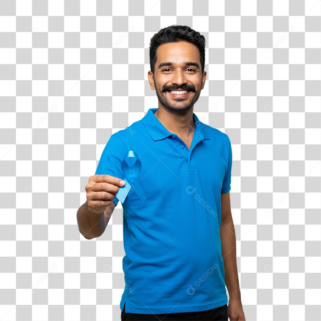 Homem com Laço Azul em Conscientização de Novembro Azul PNG Transparente