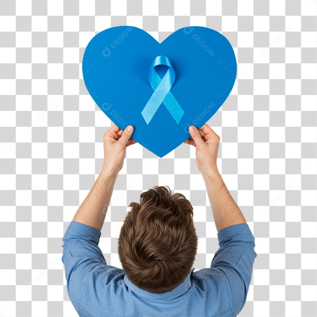 Homem com Laço Azul em Conscientização de Novembro Azul PNG Transparente