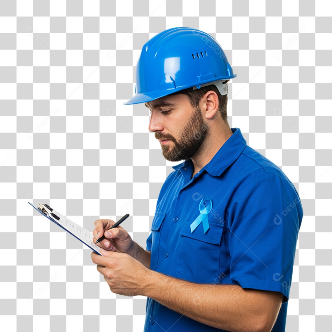 Homem com Laço Azul em Conscientização de Novembro Azul PNG Transparente