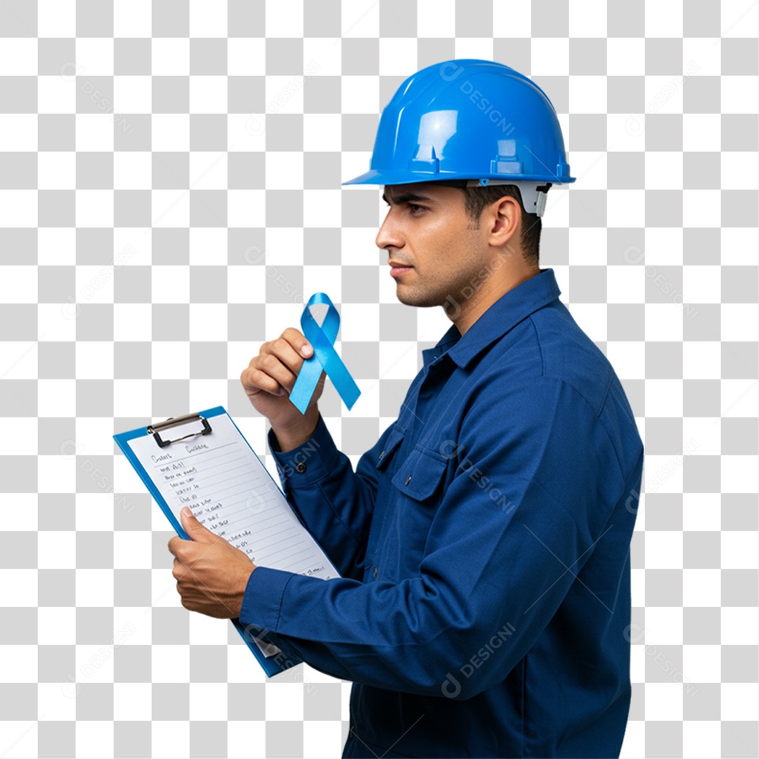 Homem com Laço Azul em Conscientização de Novembro Azul PNG Transparente