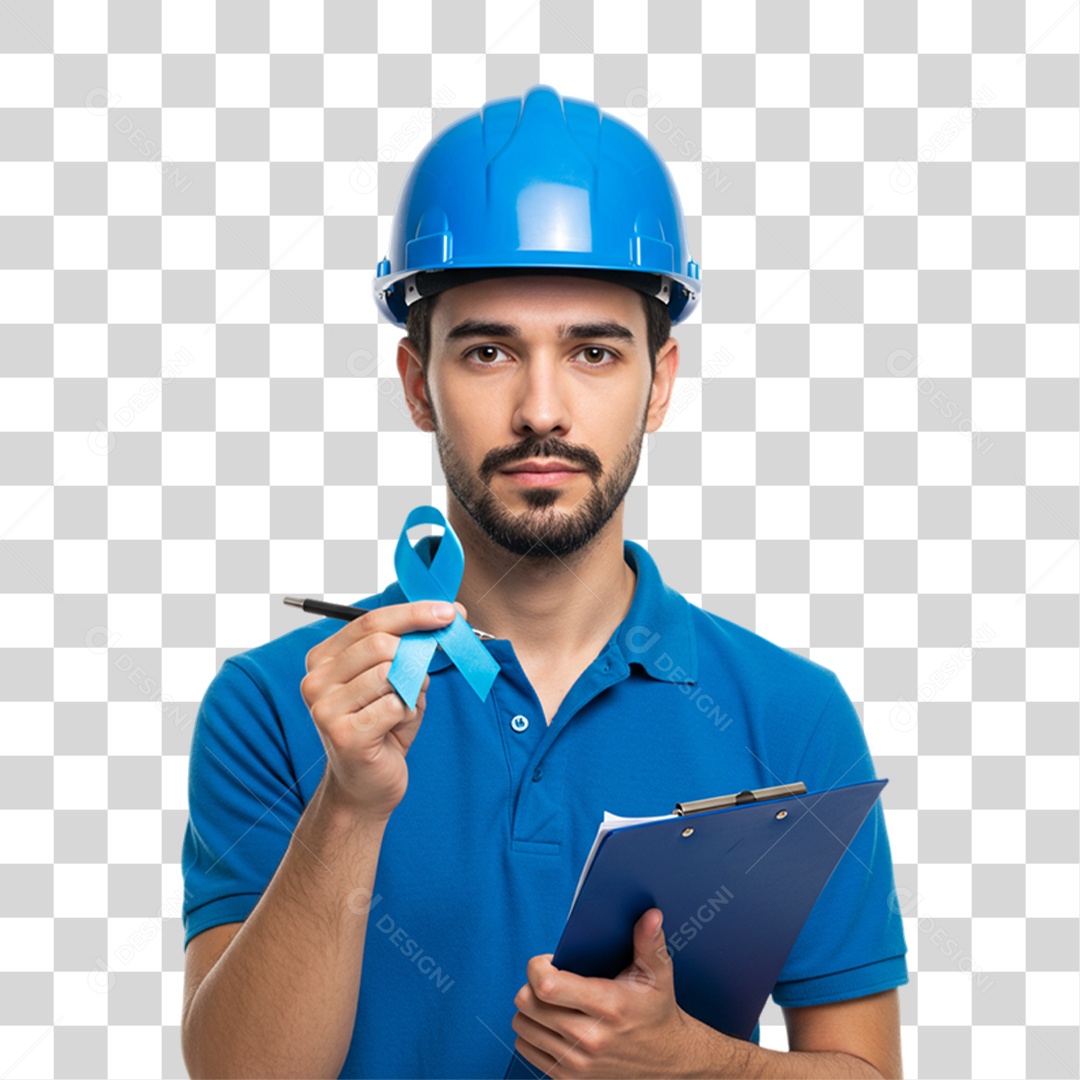 Homem com Laço Azul em Conscientização de Novembro Azul PNG Transparente