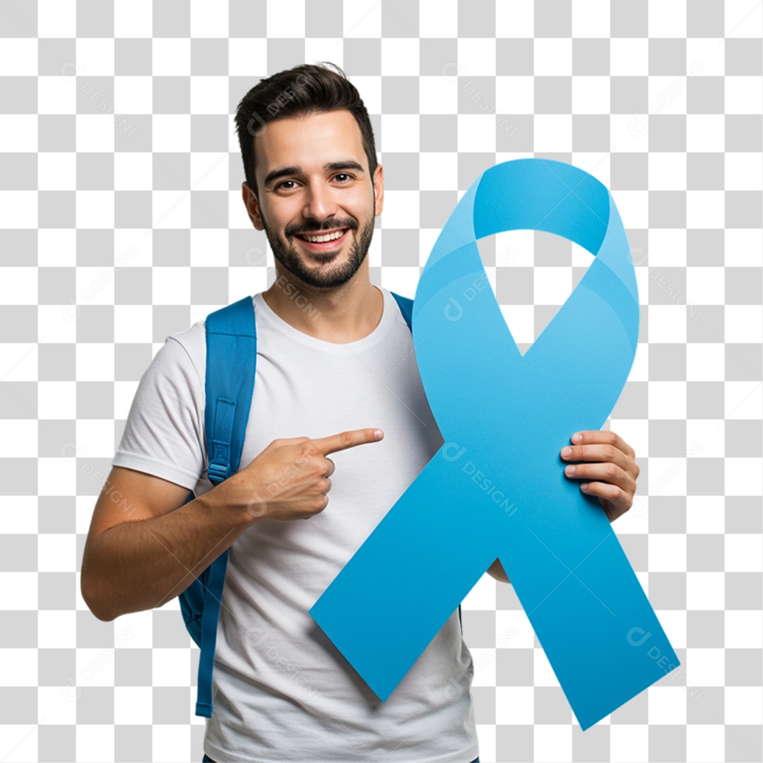 Homem com Laço Azul em Conscientização de Novembro Azul PNG Transparente
