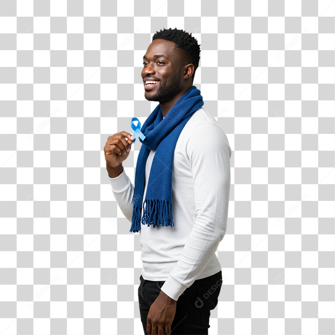 Homem com Laço Azul em Conscientização de Novembro Azul PNG Transparente