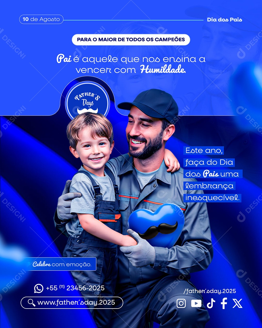 Feliz Dia dos Pais 10 de Agosto Social Media PSD Editável