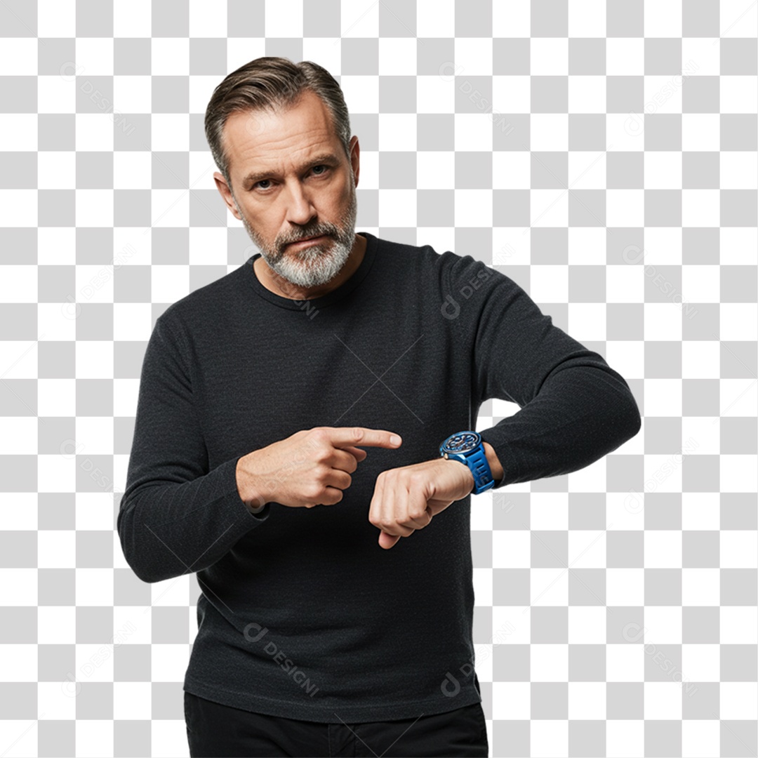 Homem com Relógio Azul em Conscientização de Novembro Azul PNG Transparente