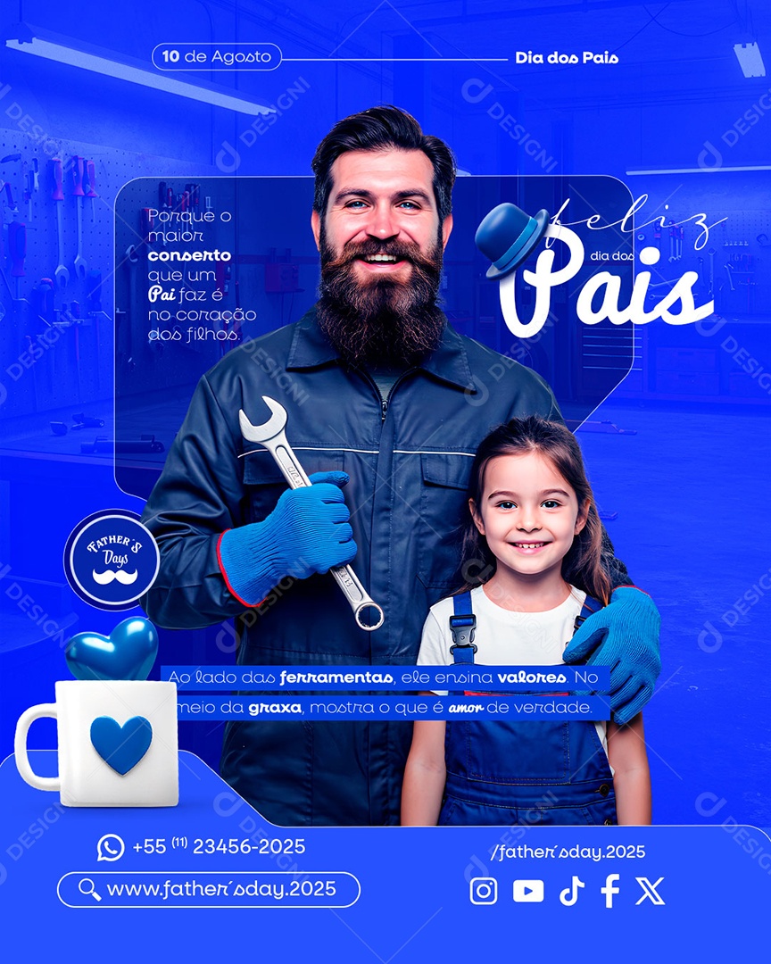 Feliz Dia dos Pais 10 de Agosto Social Media PSD Editável