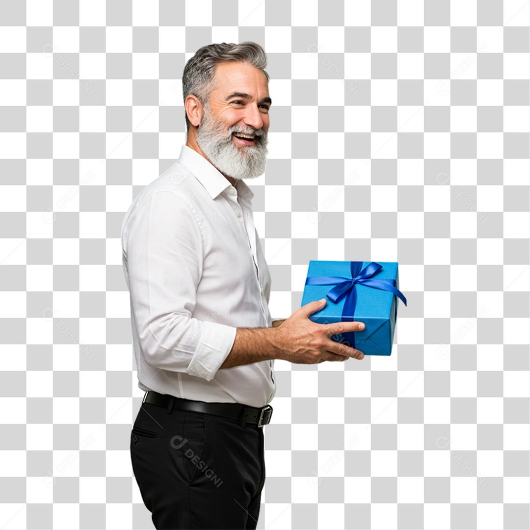 Homem Presente Azul em Conscientização de Novembro Azul PNG Transparente