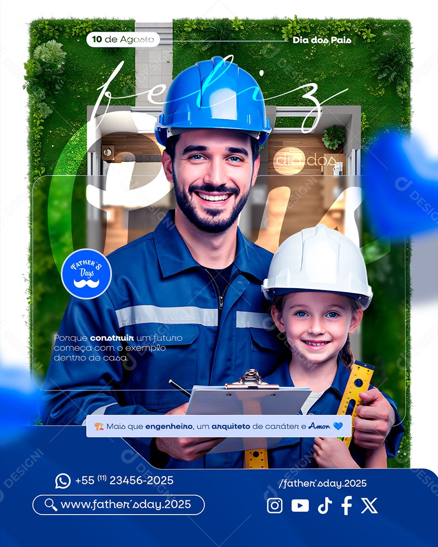 Feliz Dia dos Pais 10 de Agosto Social Media PSD Editável