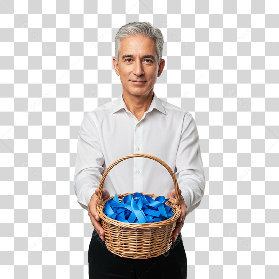 Homem Laço Azul em Conscientização de Novembro Azul PNG Transparente