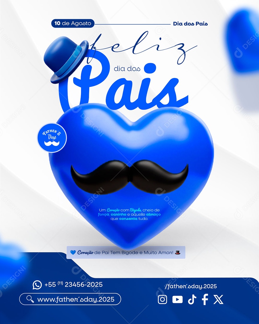 Feliz Dia dos Pais 10 de Agosto Social Media PSD Editável