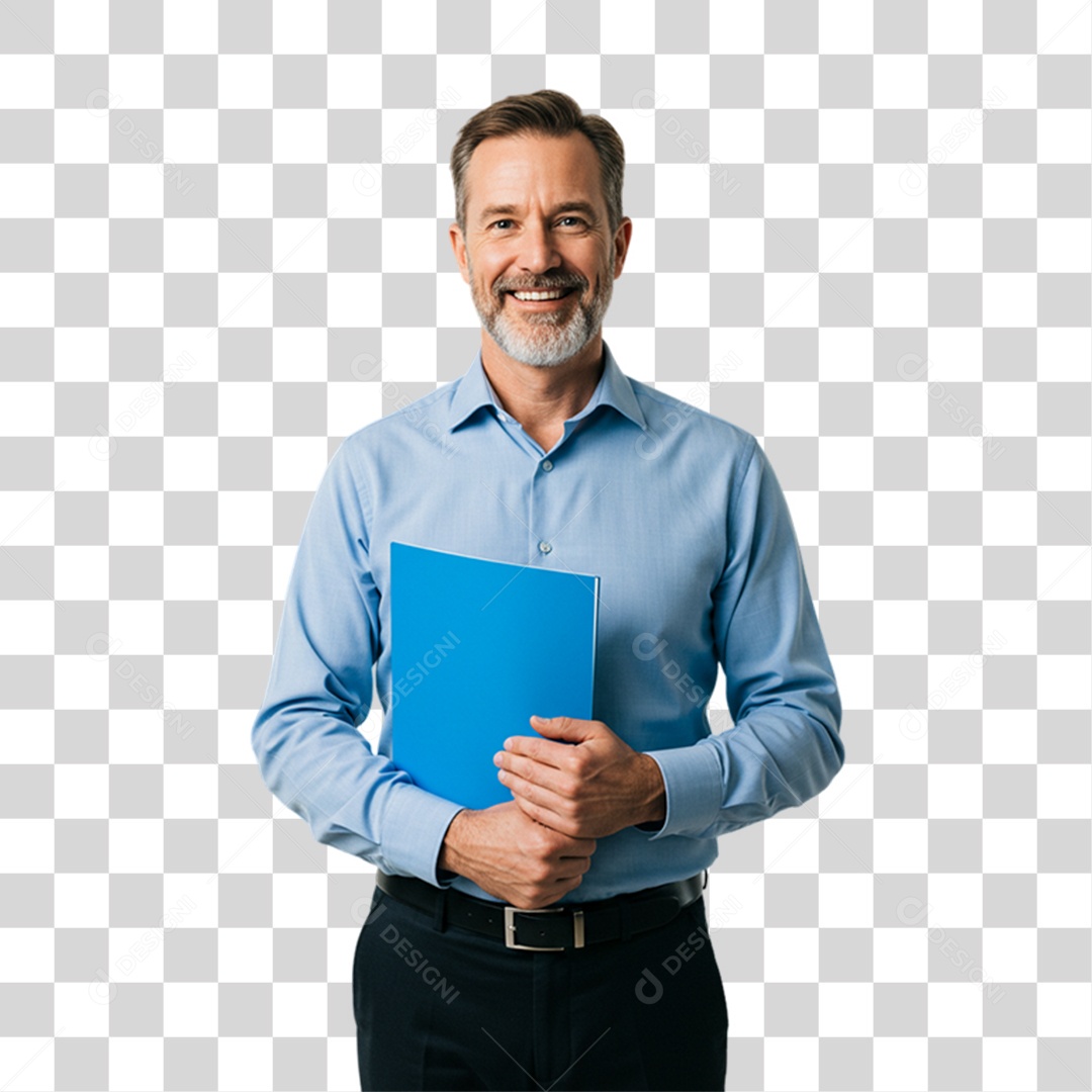 Homem Camisa Azul em Conscientização de Novembro Azul PNG Transparente