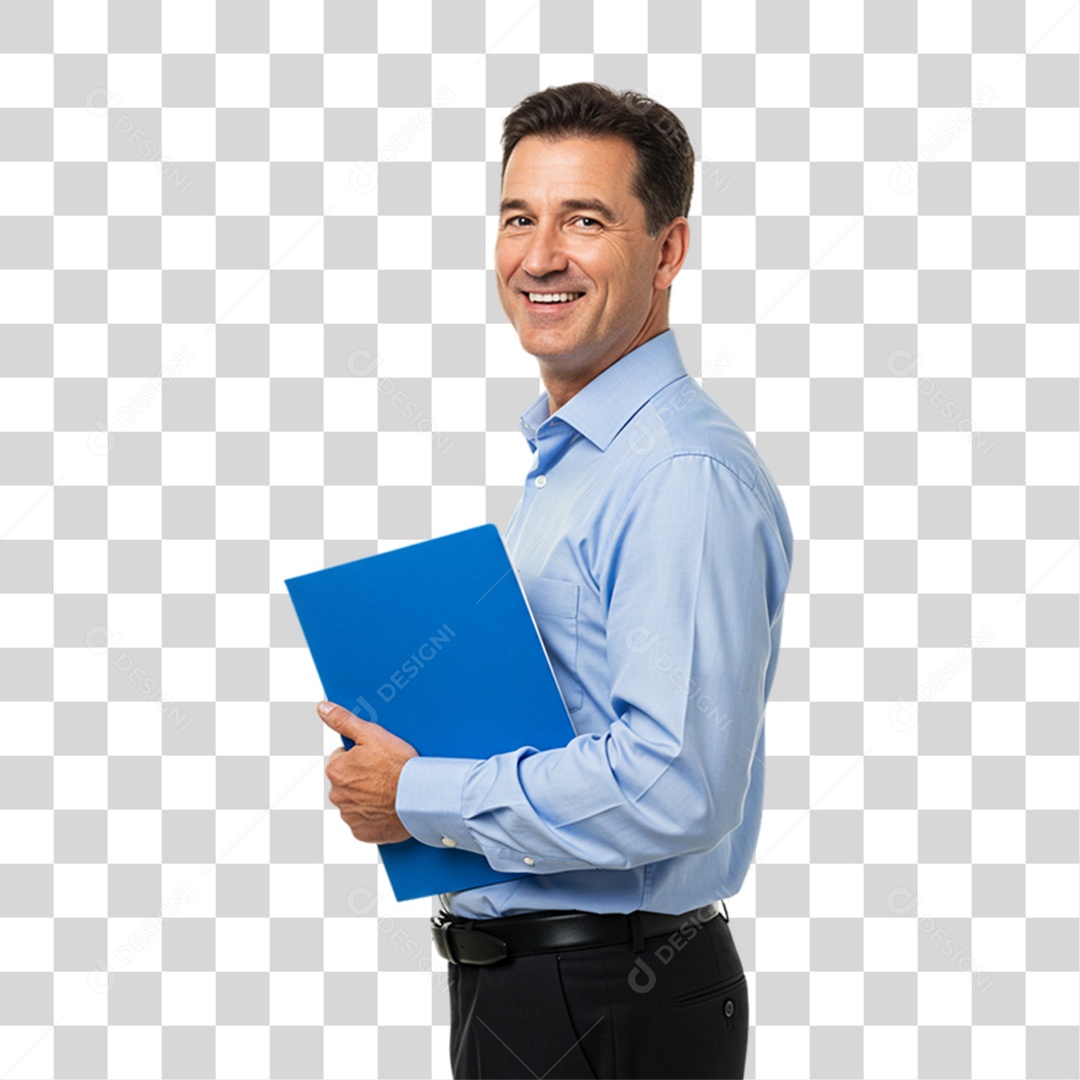 Homem Camisa Azul em Conscientização de Novembro Azul PNG Transparente