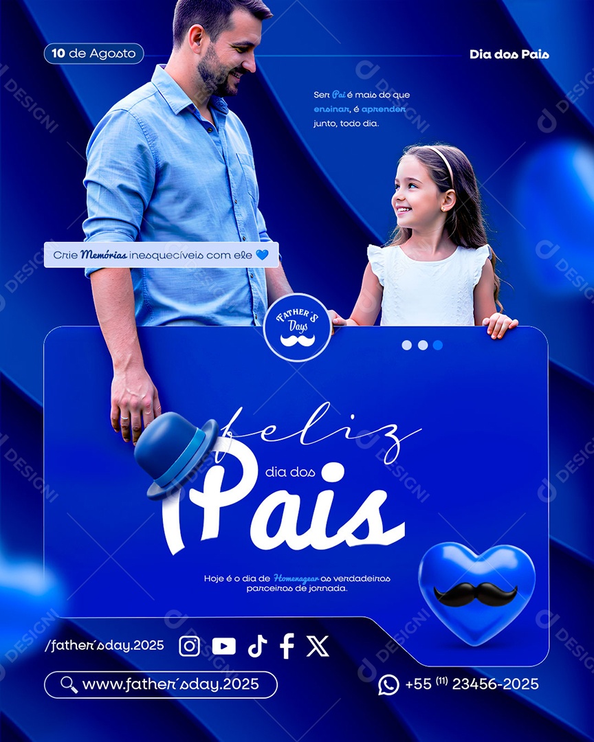 Feliz Dia dos Pais 10 de Agosto Social Media PSD Editável