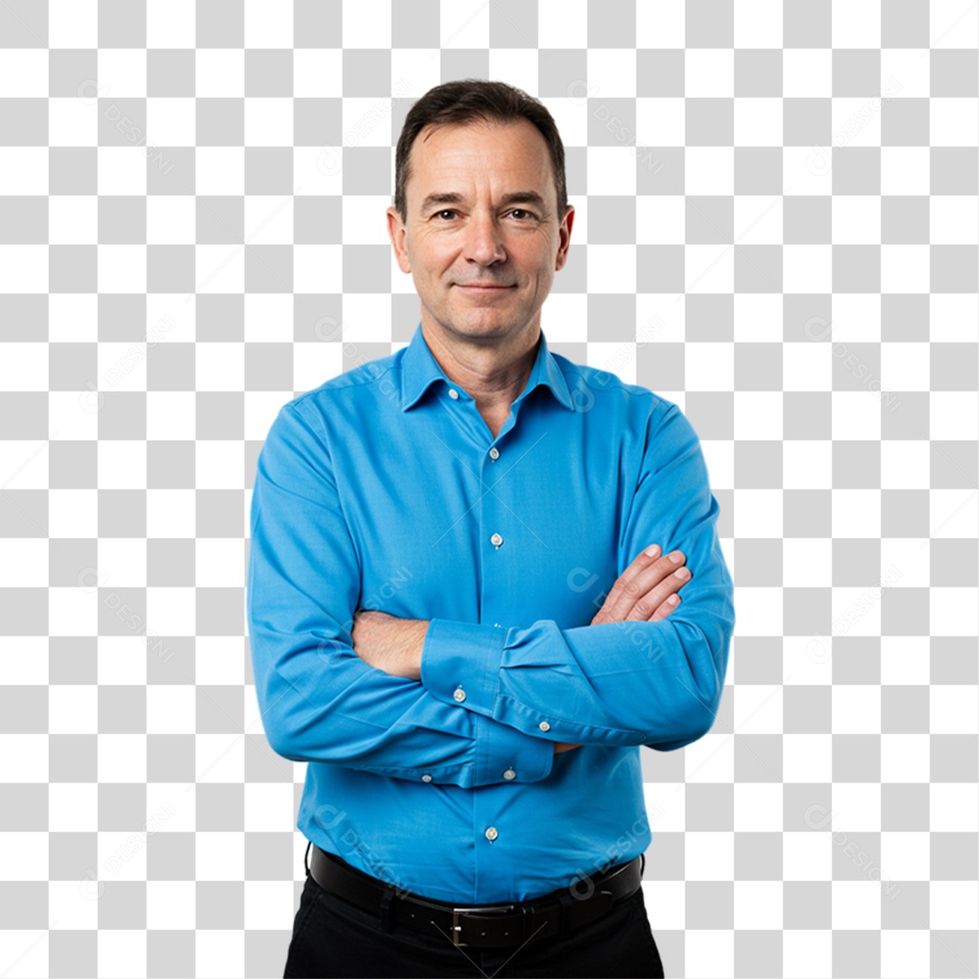 Homem Camisa Azul em Conscientização de Novembro Azul PNG Transparente