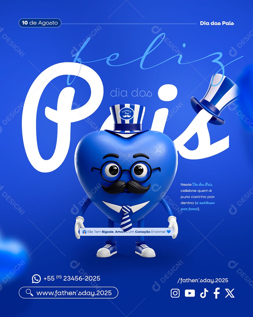 Feliz Dia dos Pais 10 de Agosto Social Media PSD Editável