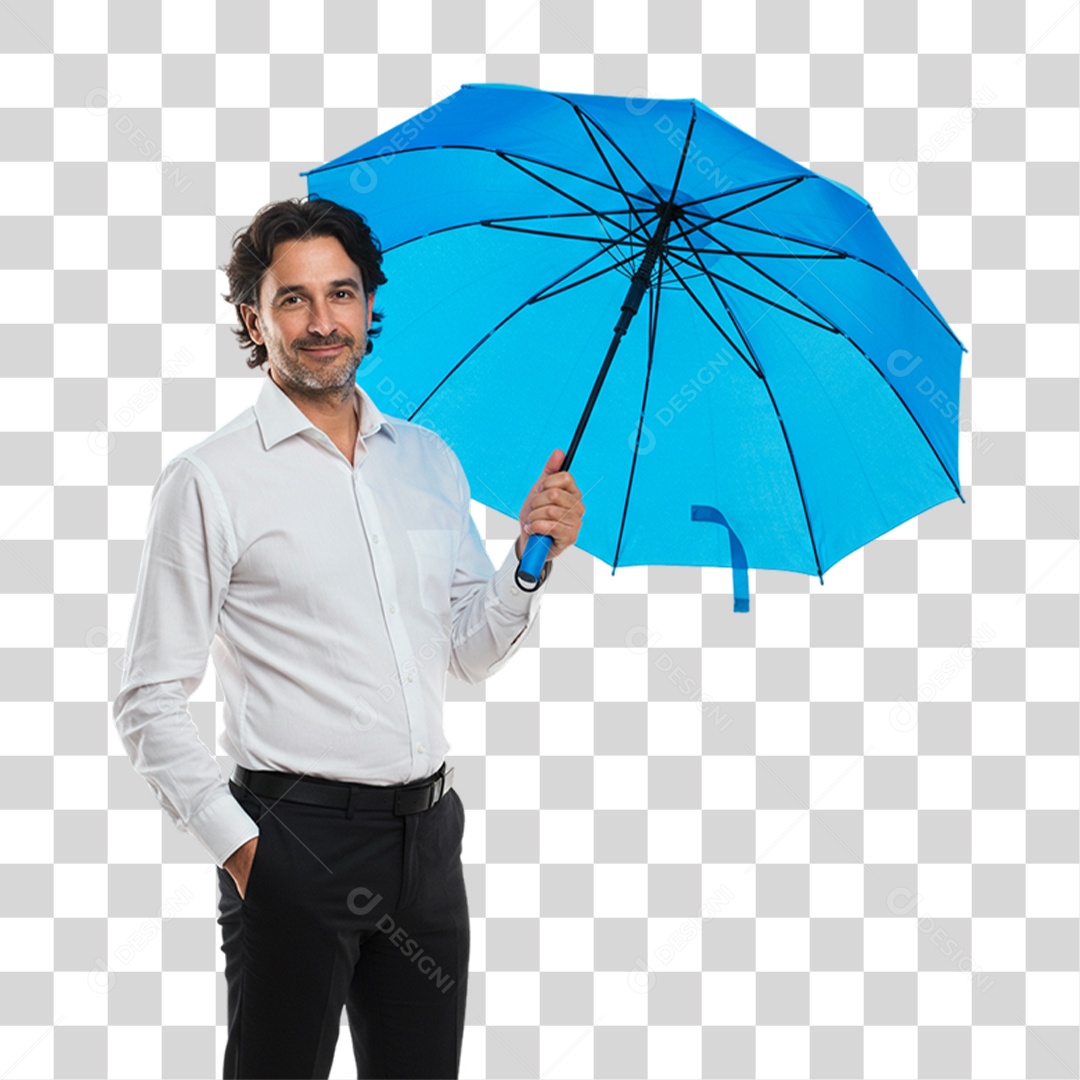 Homem Sombrinha Azul em Conscientização de Novembro Azul PNG Transparente