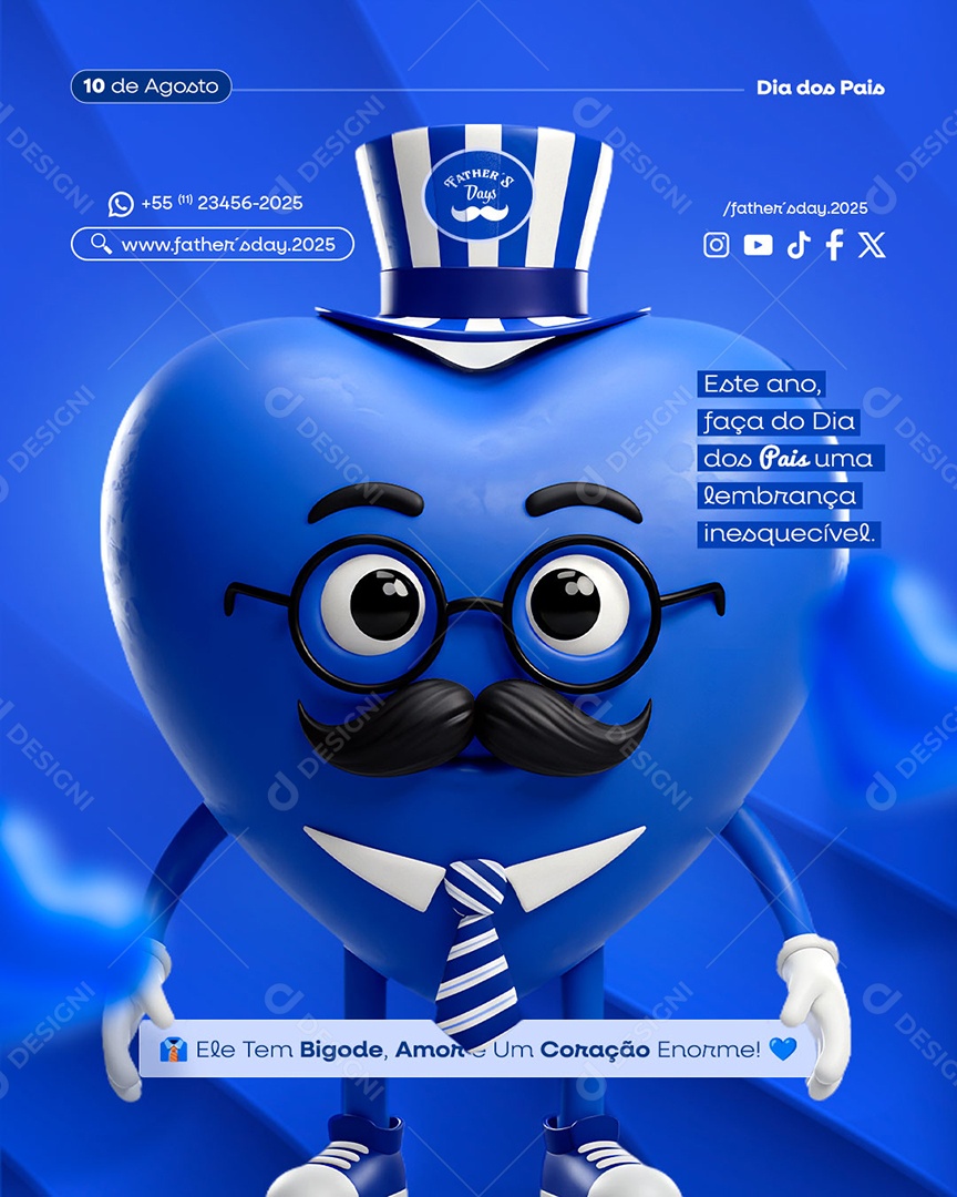 Feliz Dia dos Pais 10 de Agosto Social Media PSD Editável