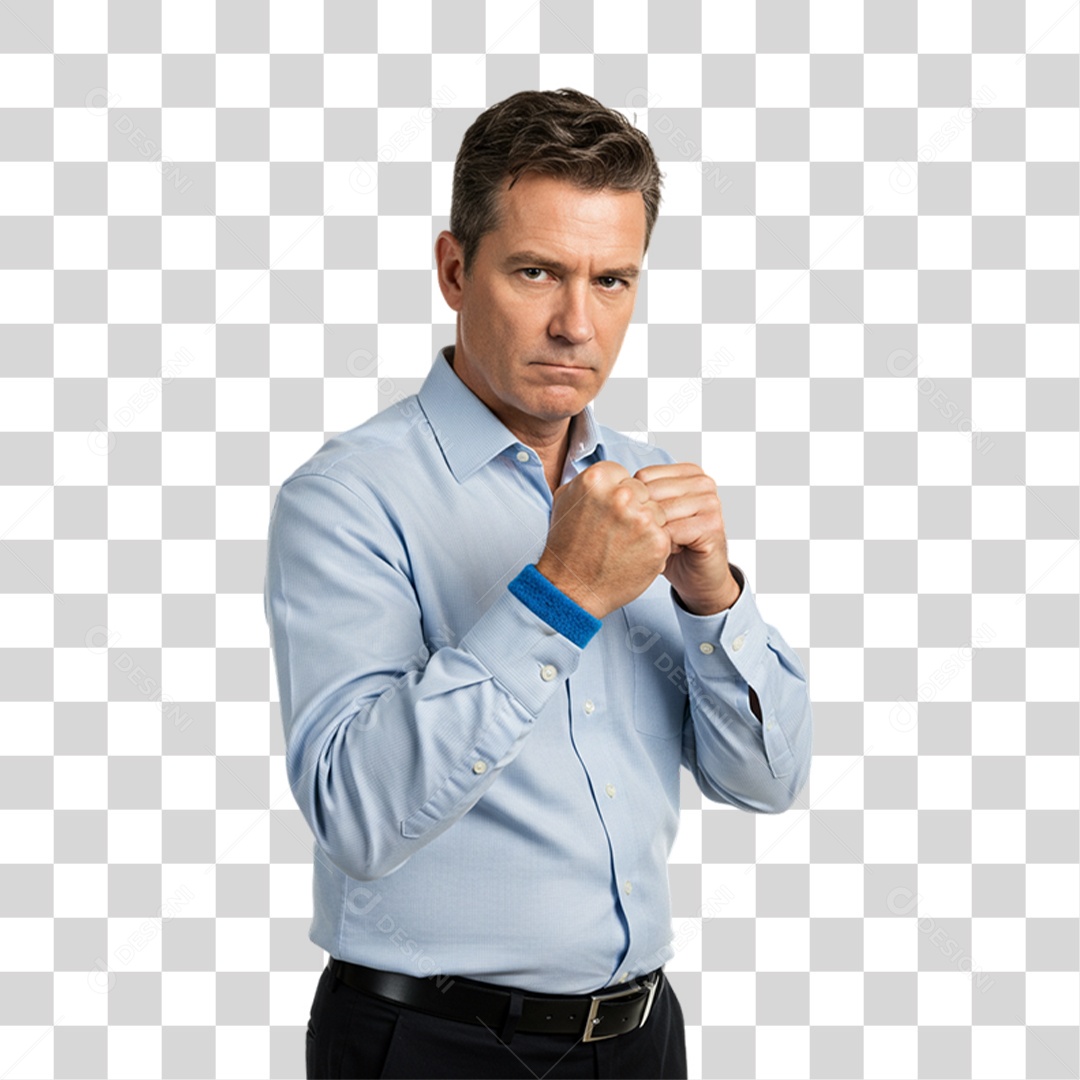 Homem Camisa Azul em Conscientização de Novembro Azul PNG Transparente
