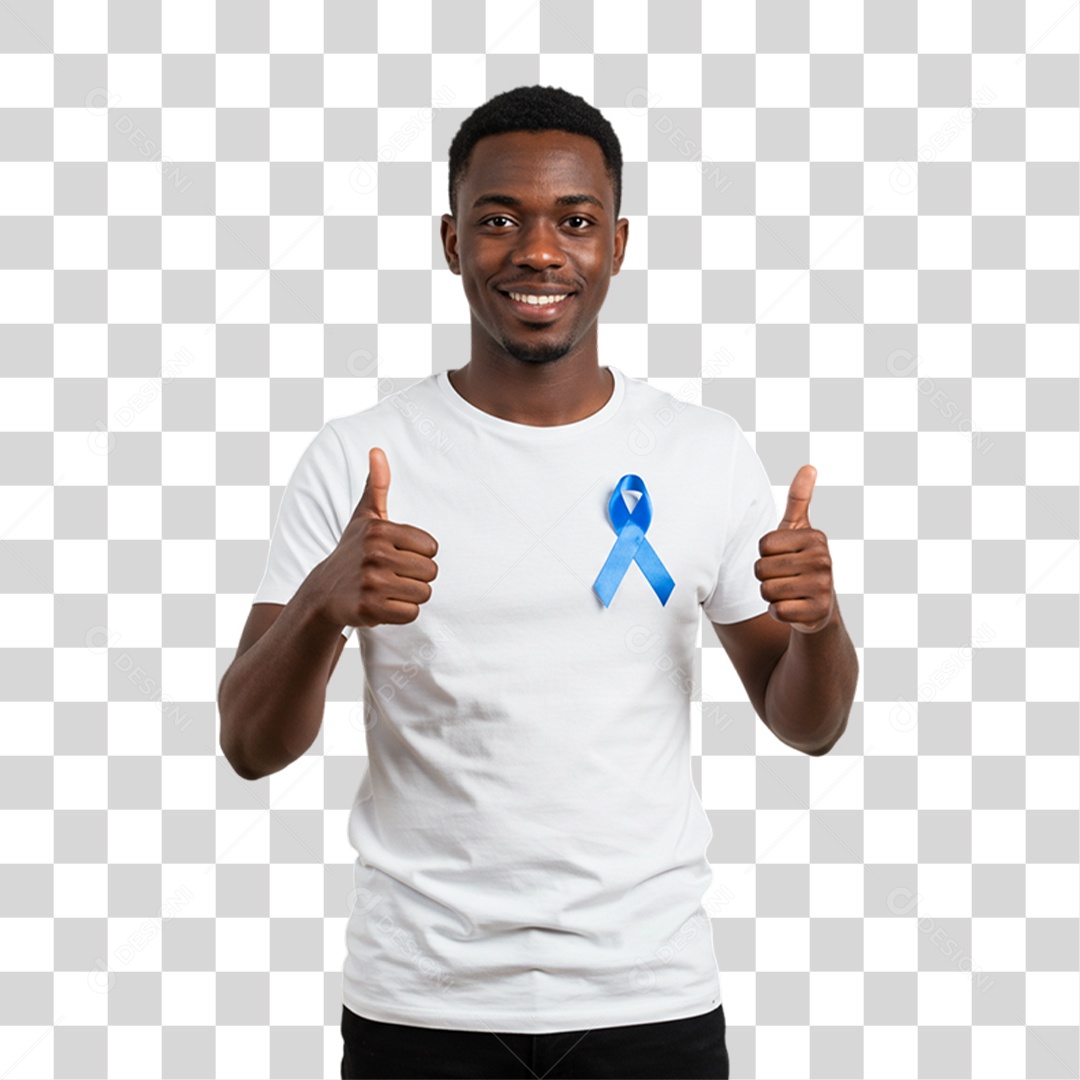 Homem Laço Azul em Conscientização de Novembro Azul PNG Transparente