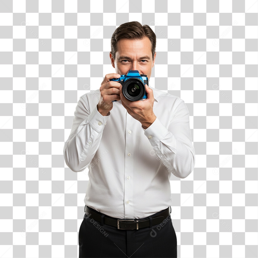 Homem Câmera Azul Conscientização de Novembro Azul PNG Transparente