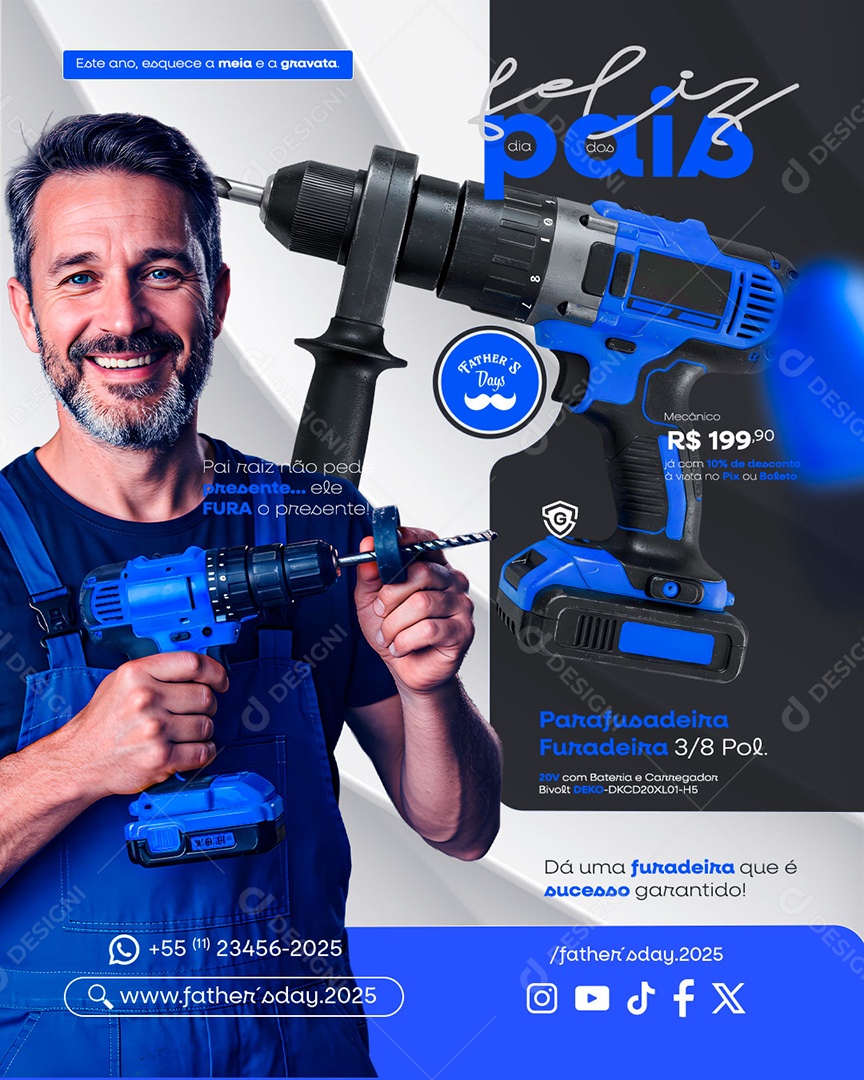 Feliz Dia dos Pais 10 de Agosto Social Media PSD Editável