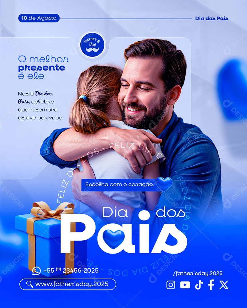 Feliz Dia dos Pais 10 de Agosto Social Media PSD Editável