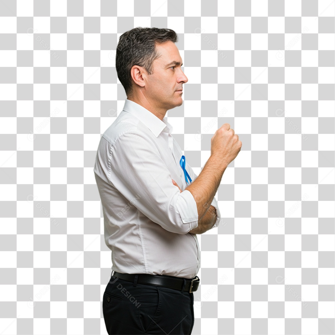 Homem Laço Azul Conscientização de Novembro Azul PNG Transparente