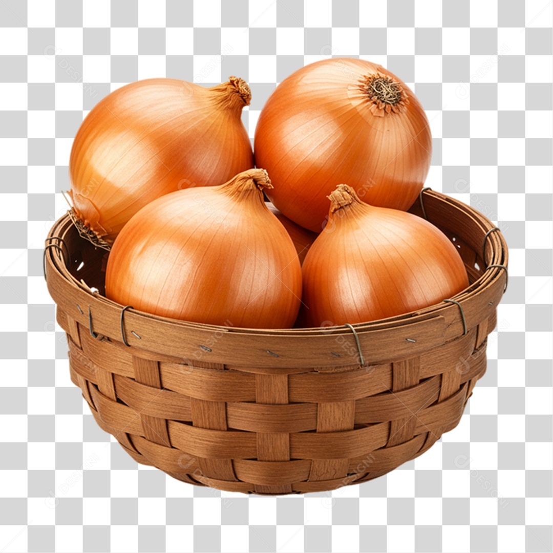 Cesta com Cebolas PNG Transparente