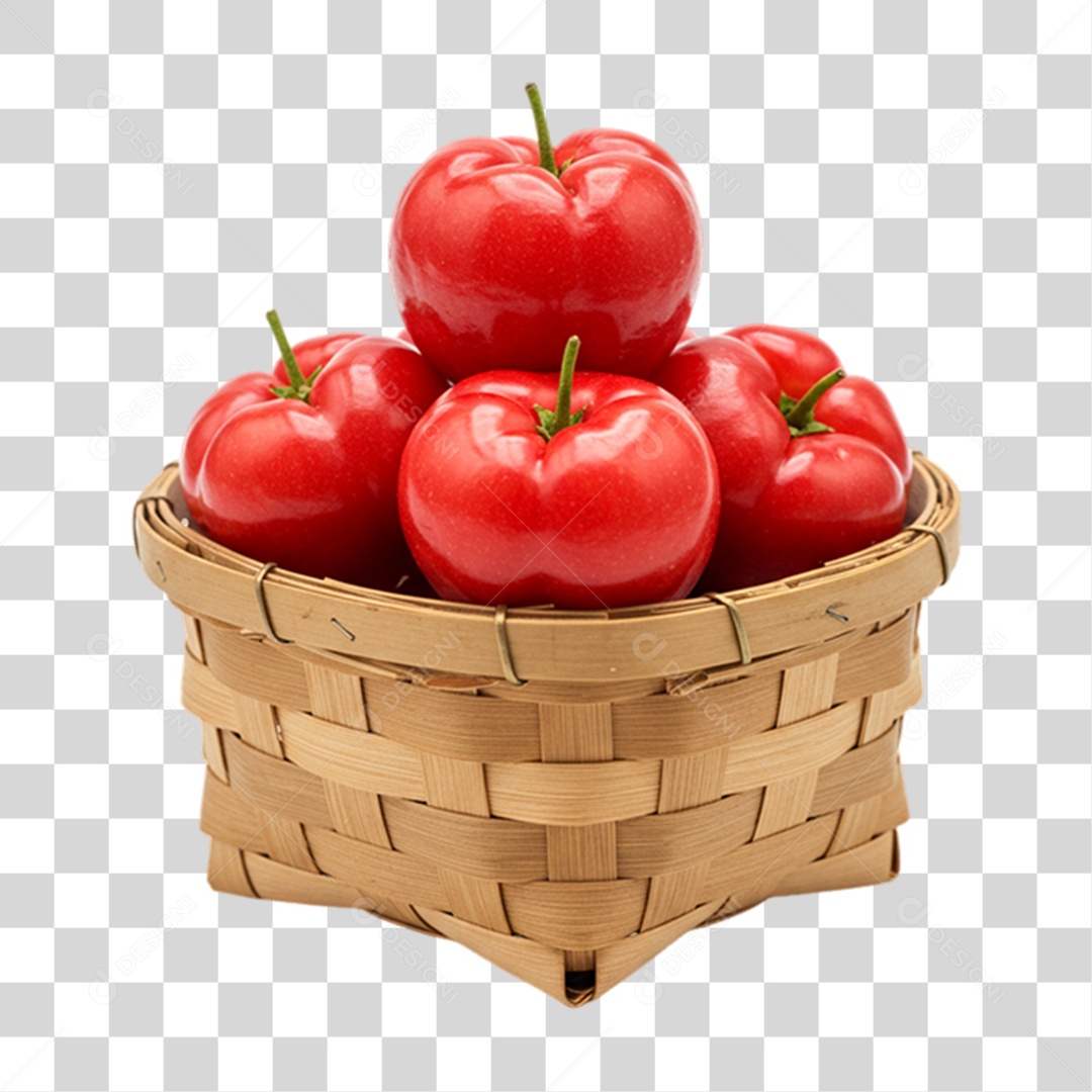 Cesta com Acerolas PNG Transparente