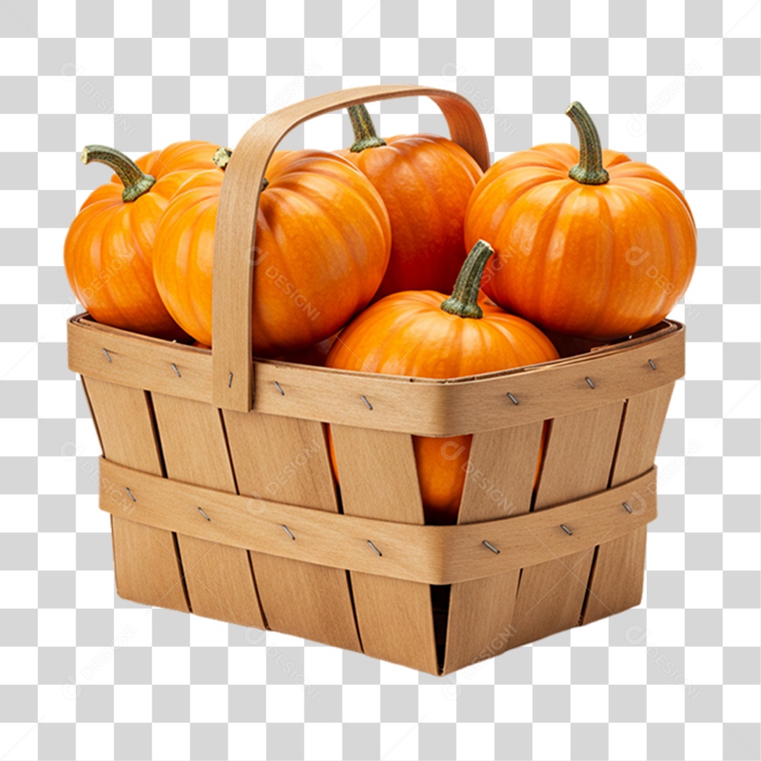 Caixa de Madeira com Abóboras PNG Transparente