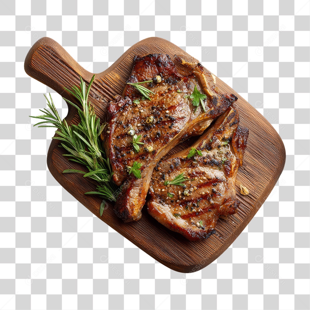 Cortes de Carne em Tábua de Madeira Churrasco PNG Transparente