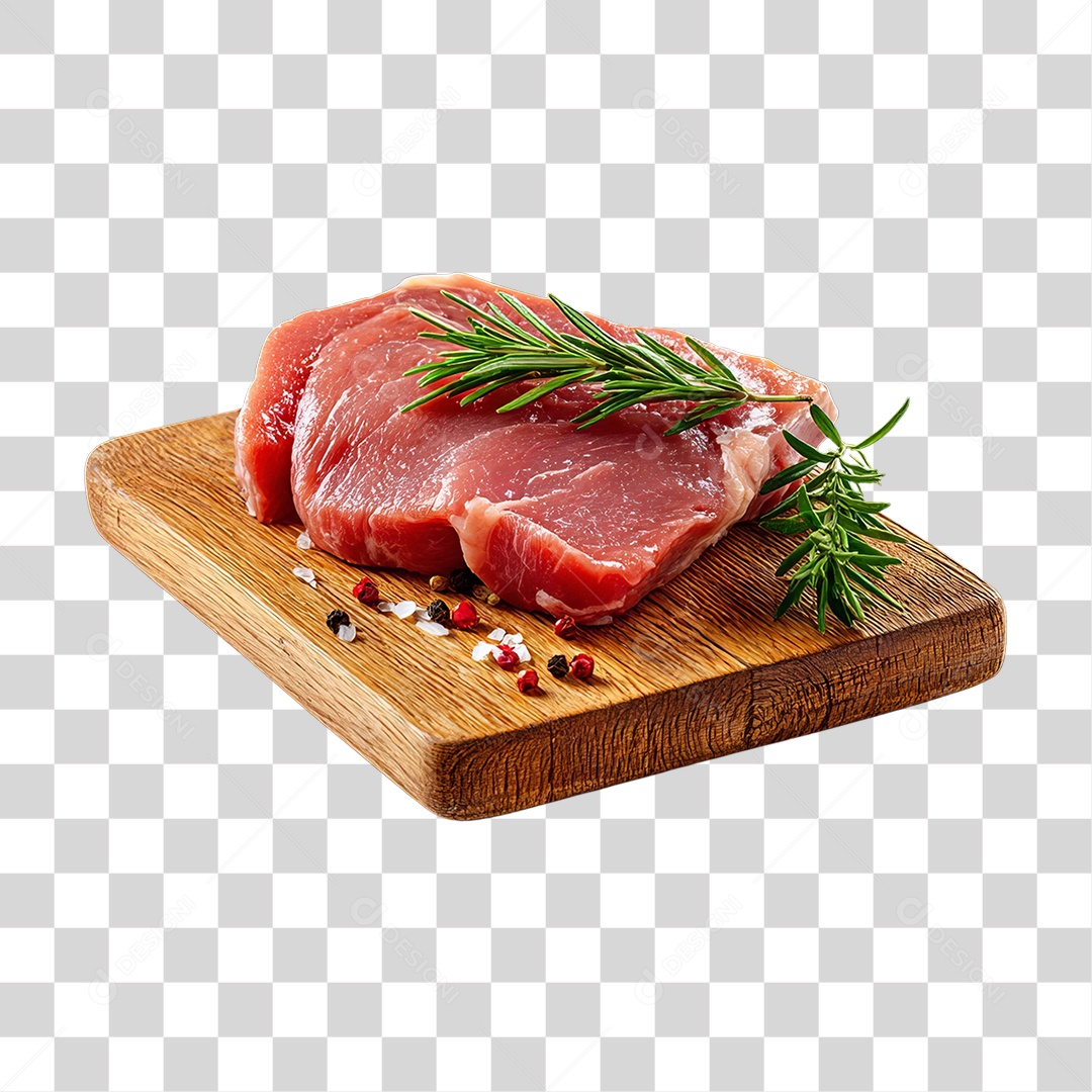 Cortes de Carne em Tábua de Madeira PNG Transparente