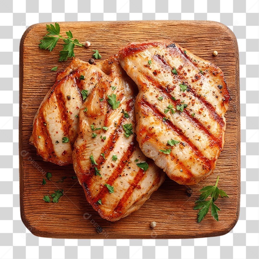 Cortes de Carne em Tábua de Madeira Churrasco PNG Transparente