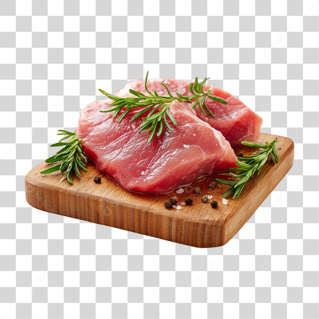 Cortes de Carne em Tábua de Madeira PNG Transparente