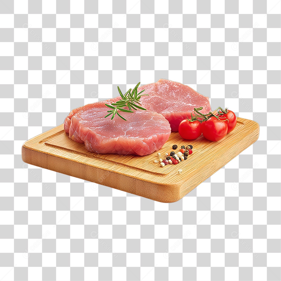 Cortes de Carne em Tábua de Madeira PNG Transparente