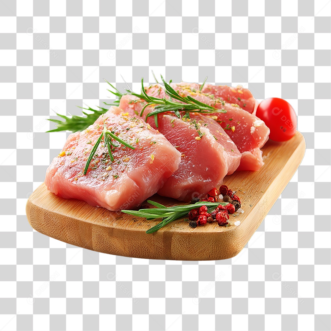 Cortes de Carne em Tábua de Madeira PNG Transparente