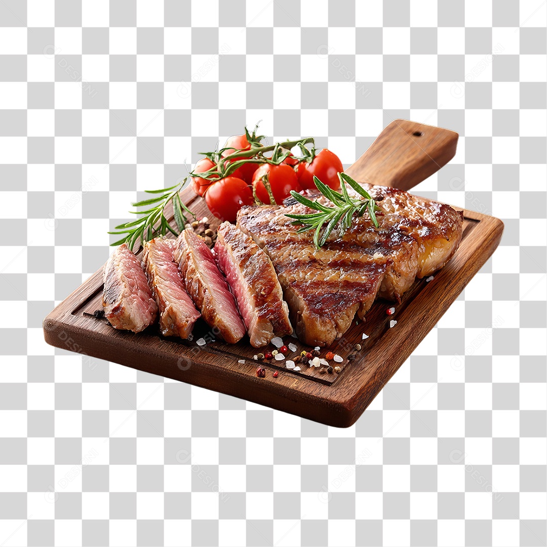 Cortes de Carne em Tábua de Madeira Churrasco PNG Transparente