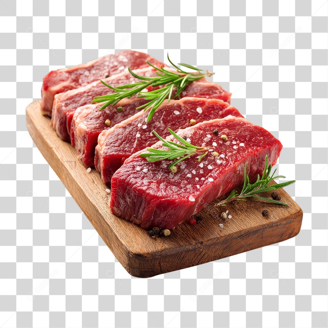 Cortes de Carne em Tábua de Madeira PNG Transparente