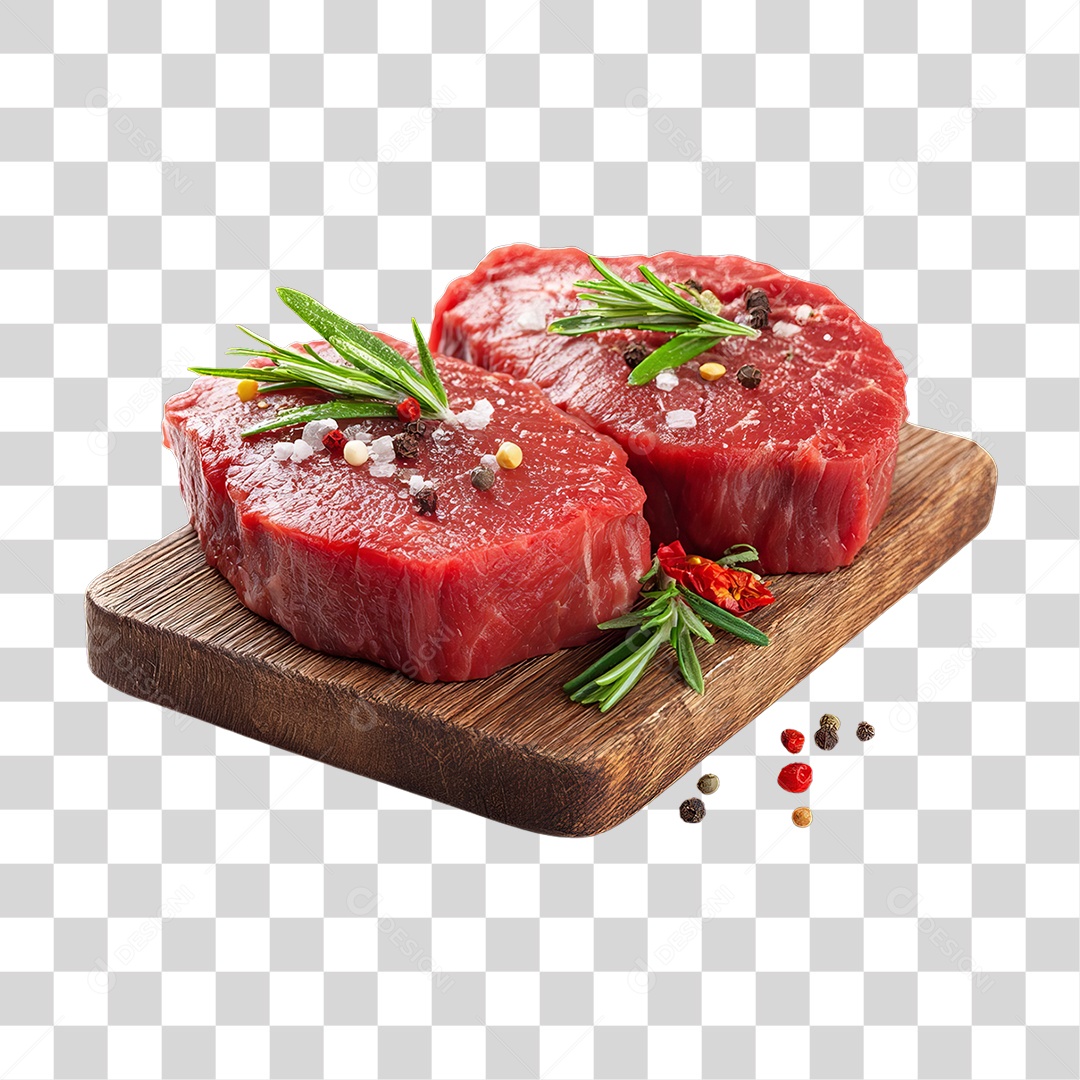 Cortes de Carne em Tábua de Madeira PNG Transparente
