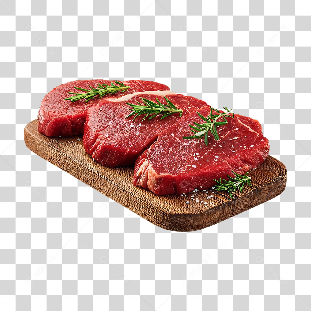 Cortes de Carne em Tábua de Madeira PNG Transparente