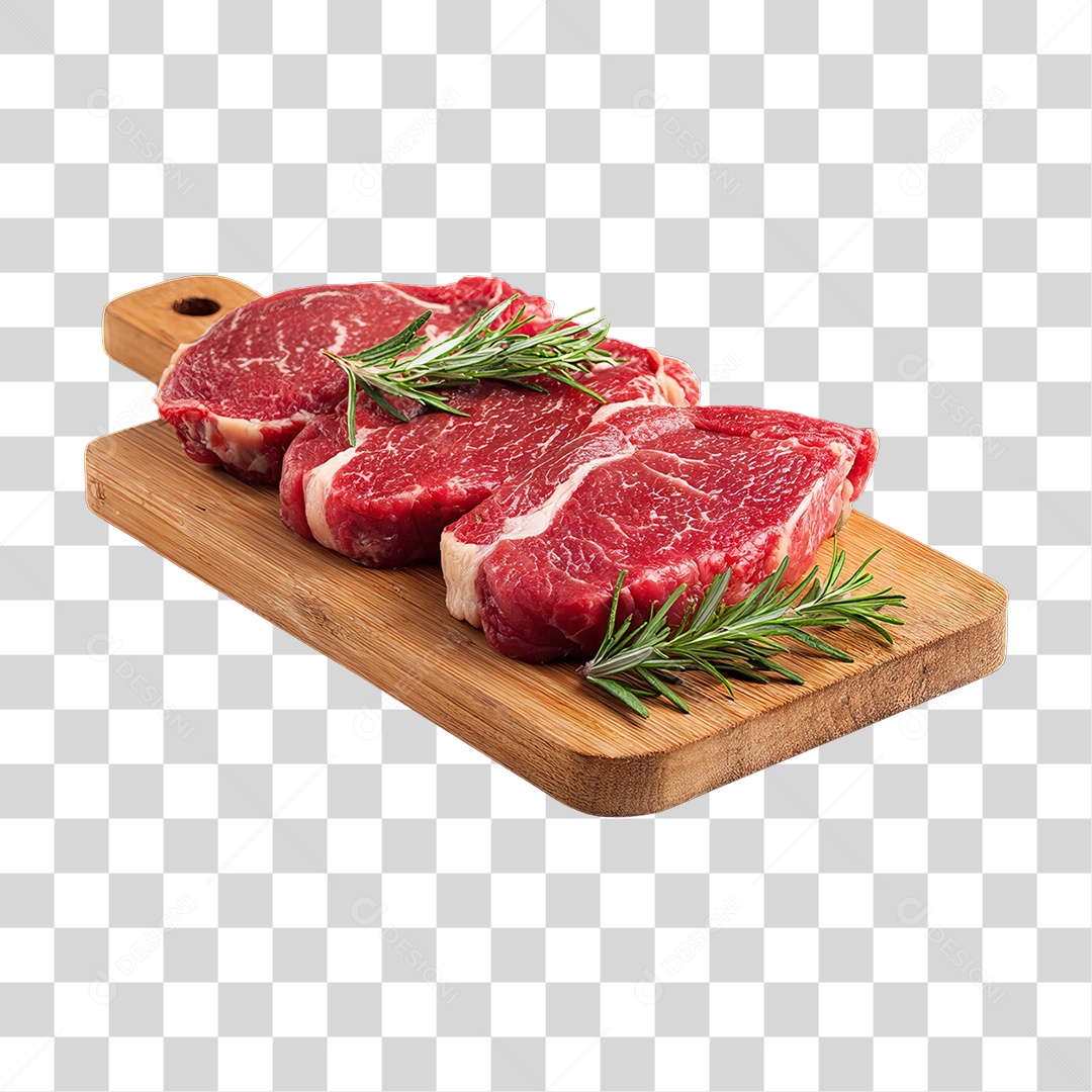 Cortes de Carne em Tábua de Madeira PNG Transparente