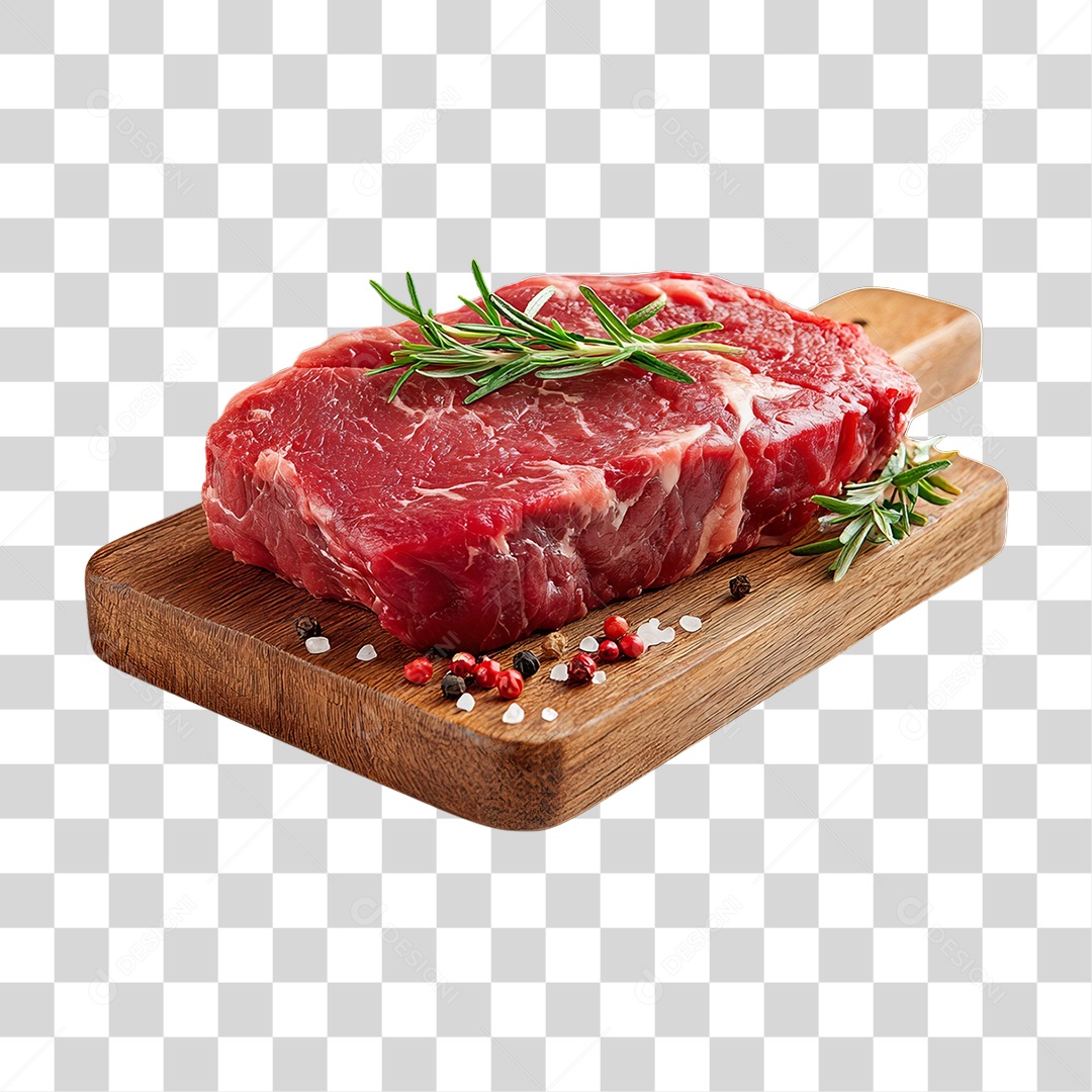 Cortes de Carne em Tábua de Madeira PNG Transparente