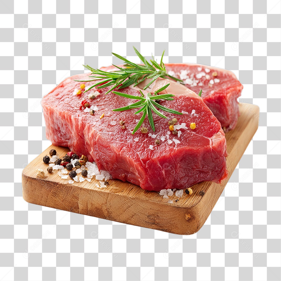 Cortes de Carne em Tábua de Madeira PNG Transparente