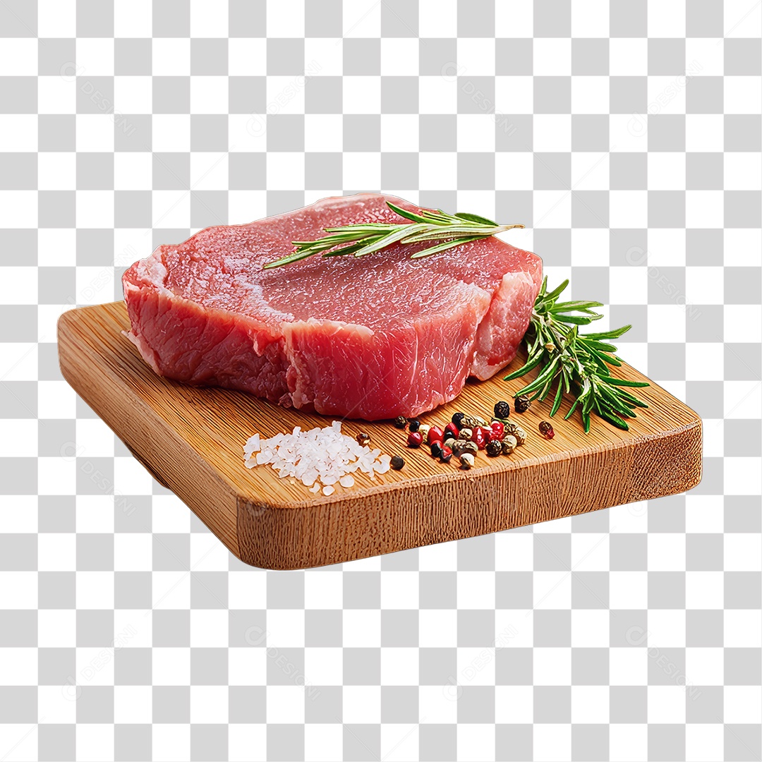 Cortes de Carne em Tábua de Madeira PNG Transparente