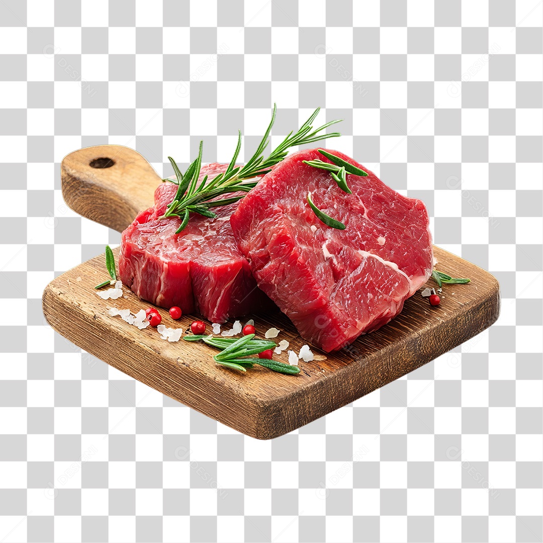 Cortes de Carne em Tábua de Madeira PNG Transparente